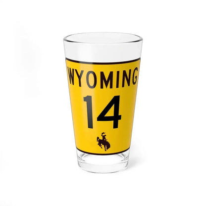 WY-14 (Wyoming) (Road Sign) Pint Glass 16oz 16oz - Go Mug Yourself