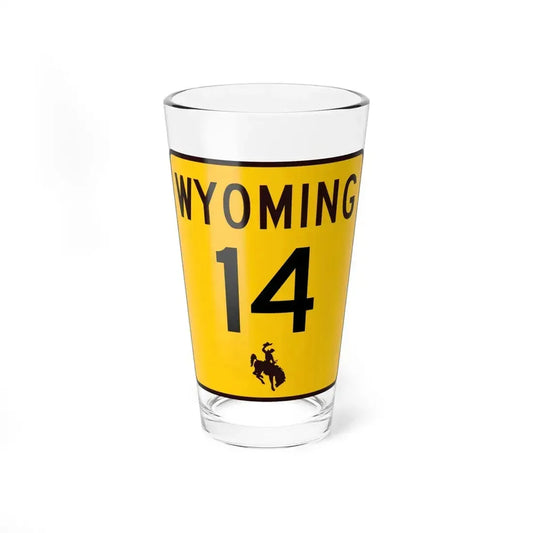 WY-14 (Wyoming) (Road Sign) Pint Glass 16oz 16oz - Go Mug Yourself