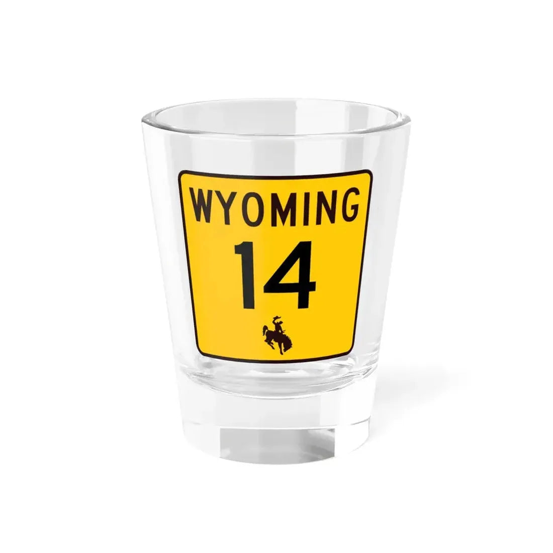 WY-14 (Wyoming) (Road Sign) Shot Glass 1.5oz 1.5oz - Go Mug Yourself
