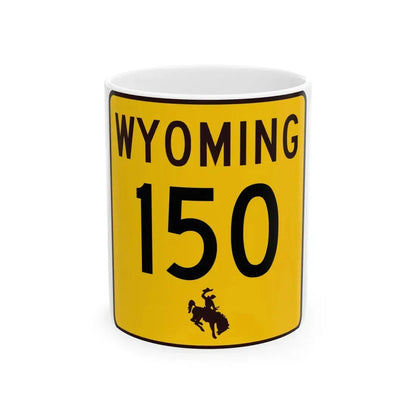 WY-150 (Wyoming) (Road Sign) White Coffee Mug 11oz - Go Mug Yourself
