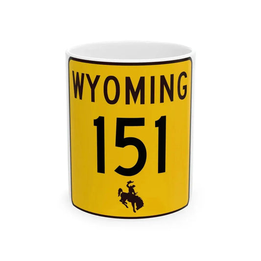 WY-151 (Wyoming) (Road Sign) White Coffee Mug 11oz - Go Mug Yourself
