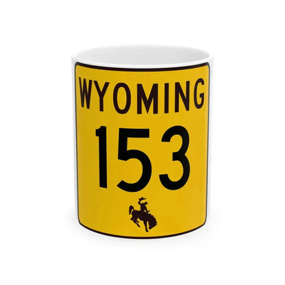 WY-153 (Wyoming) (Road Sign) White Coffee Mug 11oz - Go Mug Yourself