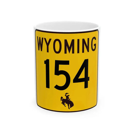 WY-154 (Wyoming) (Road Sign) White Coffee Mug 11oz - Go Mug Yourself