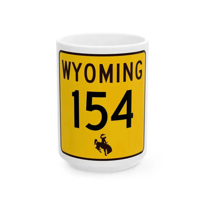 WY-154 (Wyoming) (Road Sign) White Coffee Mug 15oz - Go Mug Yourself