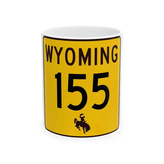 WY-155 (Wyoming) (Road Sign) White Coffee Mug 11oz - Go Mug Yourself