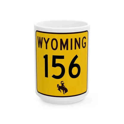 WY-156 (Wyoming) (Road Sign) White Coffee Mug 15oz - Go Mug Yourself