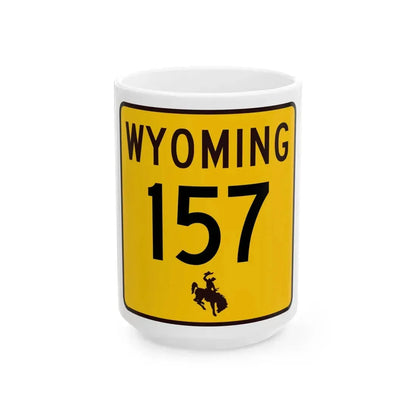 WY-157 (Wyoming) (Road Sign) White Coffee Mug 15oz - Go Mug Yourself