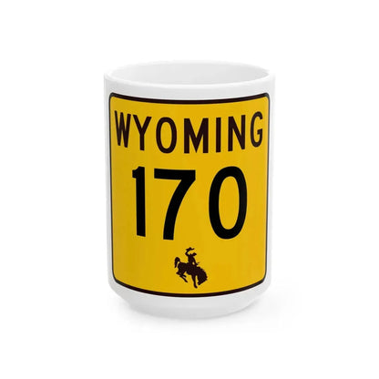 WY-170 (Wyoming) (Road Sign) White Coffee Mug 15oz - Go Mug Yourself