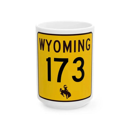 WY-173 (Wyoming) (Road Sign) White Coffee Mug 15oz - Go Mug Yourself