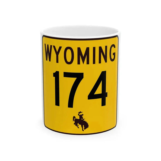 WY-174 (Wyoming) (Road Sign) White Coffee Mug 11oz - Go Mug Yourself