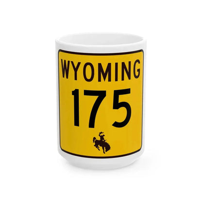 WY-175 (Wyoming) (Road Sign) White Coffee Mug 15oz - Go Mug Yourself