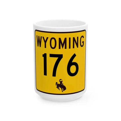 WY-176 (Wyoming) (Road Sign) White Coffee Mug 15oz - Go Mug Yourself