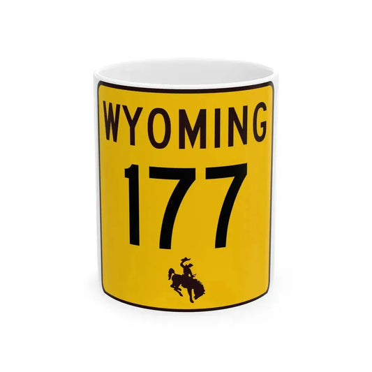 WY-177 (Wyoming) (Road Sign) White Coffee Mug 11oz - Go Mug Yourself