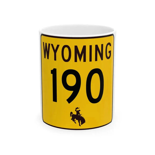 WY-190 (Wyoming) (Road Sign) White Coffee Mug 11oz - Go Mug Yourself