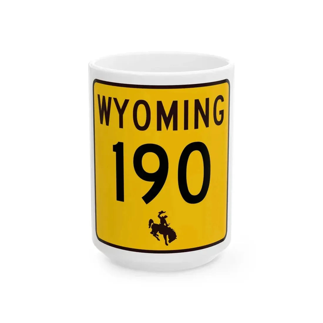 WY-190 (Wyoming) (Road Sign) White Coffee Mug 15oz - Go Mug Yourself