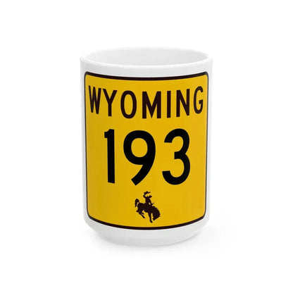 WY-193 (Wyoming) (Road Sign) White Coffee Mug 15oz - Go Mug Yourself