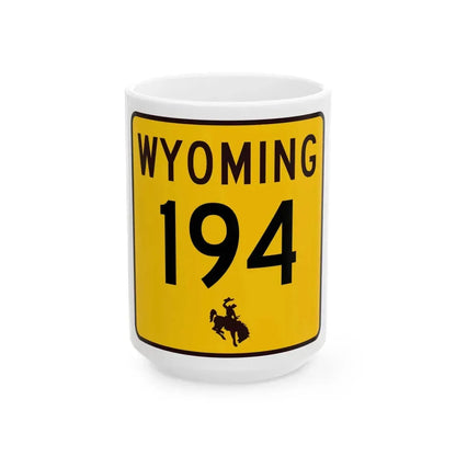 WY-194 (Wyoming) (Road Sign) White Coffee Mug 15oz - Go Mug Yourself
