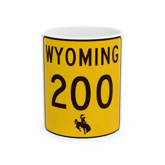 WY-200 (Wyoming) (Road Sign) White Coffee Mug 11oz - Go Mug Yourself