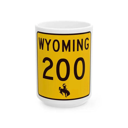 WY-200 (Wyoming) (Road Sign) White Coffee Mug 15oz - Go Mug Yourself