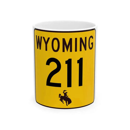 WY-211 (Wyoming) (Road Sign) White Coffee Mug 11oz - Go Mug Yourself