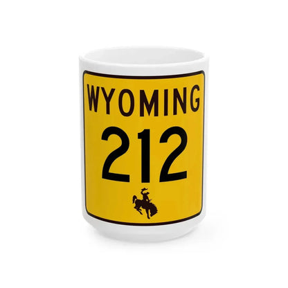 WY-212 (Wyoming) (Road Sign) White Coffee Mug 15oz - Go Mug Yourself