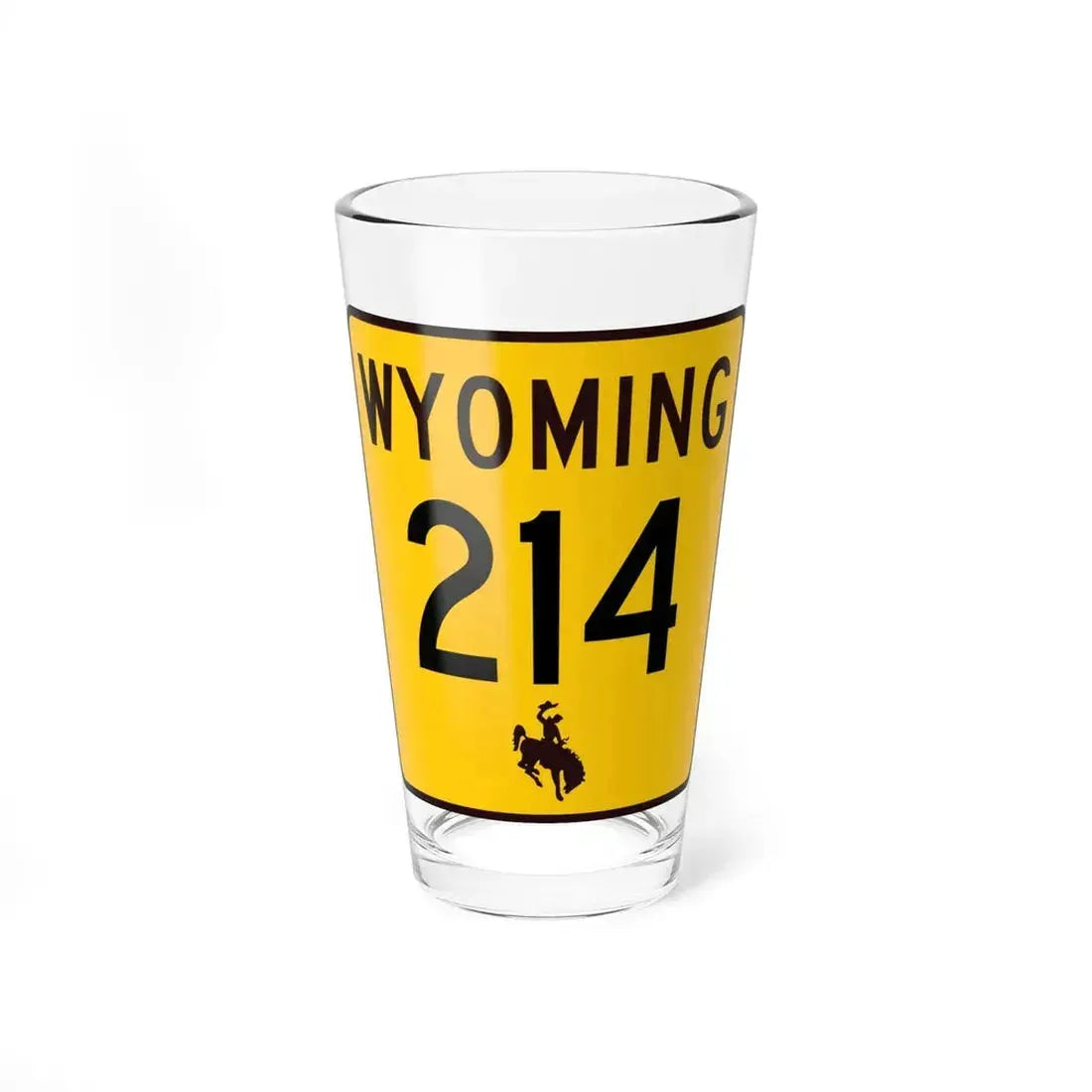 WY-214 (Wyoming) (Road Sign) Pint Glass 16oz 16oz - Go Mug Yourself