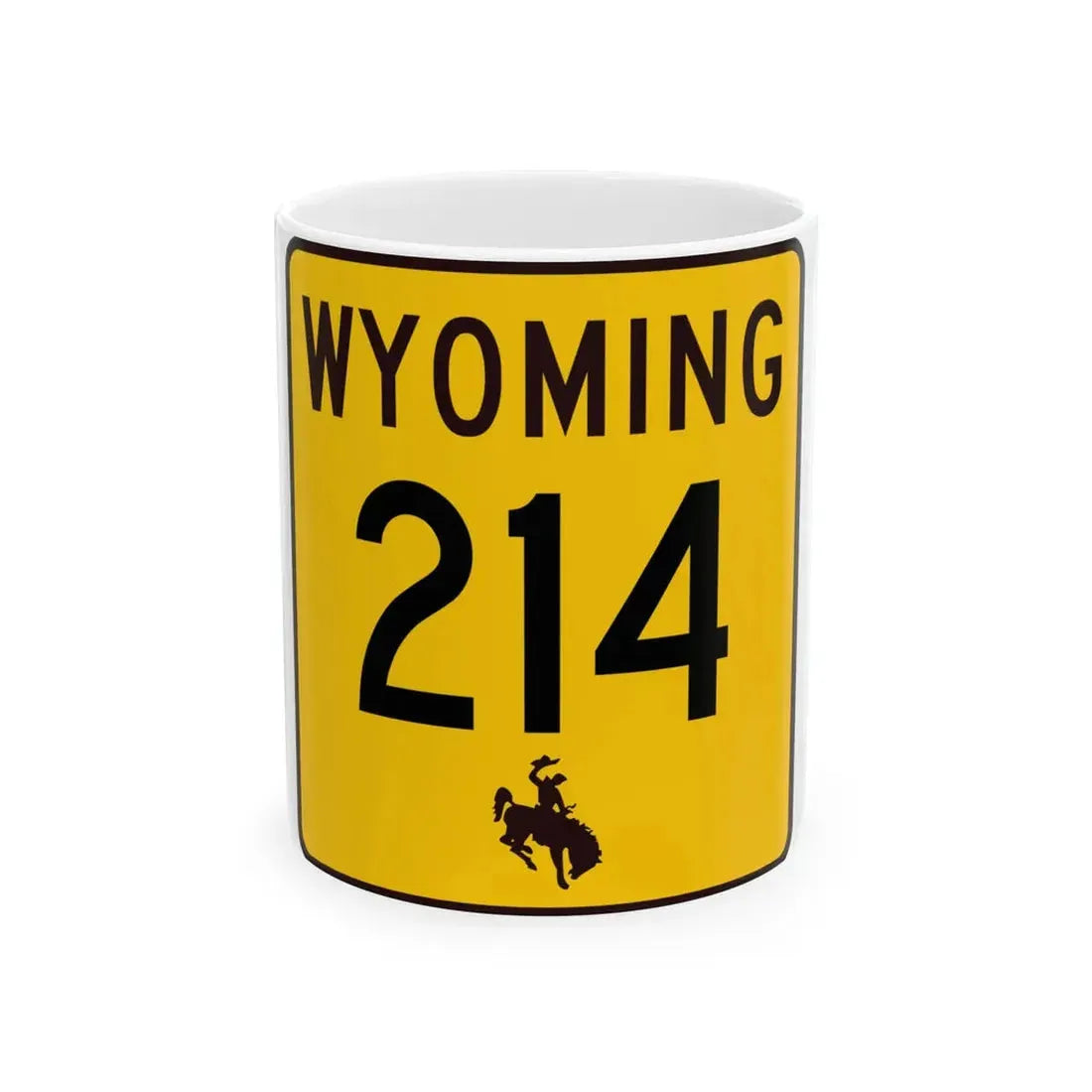 WY-214 (Wyoming) (Road Sign) White Coffee Mug 11oz - Go Mug Yourself