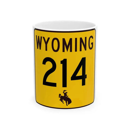 WY-214 (Wyoming) (Road Sign) White Coffee Mug 11oz - Go Mug Yourself