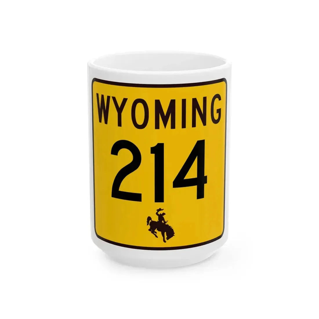 WY-214 (Wyoming) (Road Sign) White Coffee Mug 15oz - Go Mug Yourself