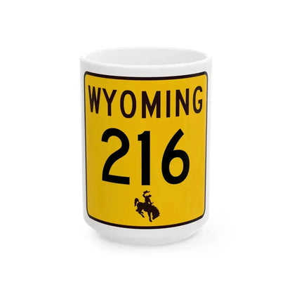 WY-216 (Wyoming) (Road Sign) White Coffee Mug 15oz - Go Mug Yourself