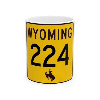 WY-224 (Wyoming) (Road Sign) White Coffee Mug 11oz - Go Mug Yourself