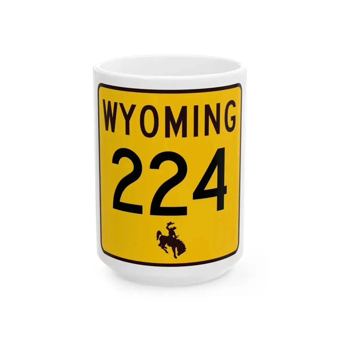 WY-224 (Wyoming) (Road Sign) White Coffee Mug 15oz - Go Mug Yourself