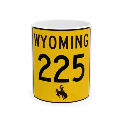 WY-225 (Wyoming) (Road Sign) White Coffee Mug 11oz - Go Mug Yourself