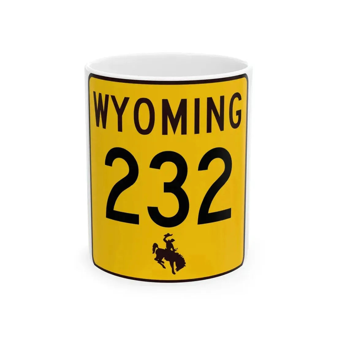 WY-232 (Wyoming) (Road Sign) White Coffee Mug 11oz - Go Mug Yourself