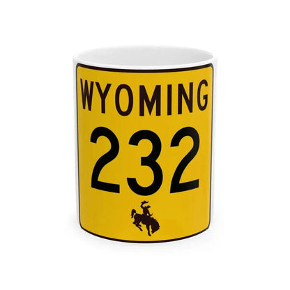 WY-232 (Wyoming) (Road Sign) White Coffee Mug 11oz - Go Mug Yourself