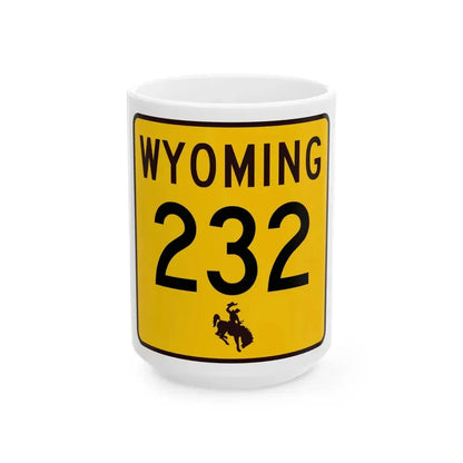 WY-232 (Wyoming) (Road Sign) White Coffee Mug 15oz - Go Mug Yourself