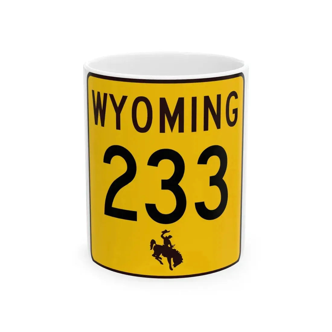 WY-233 (Wyoming) (Road Sign) White Coffee Mug 11oz - Go Mug Yourself