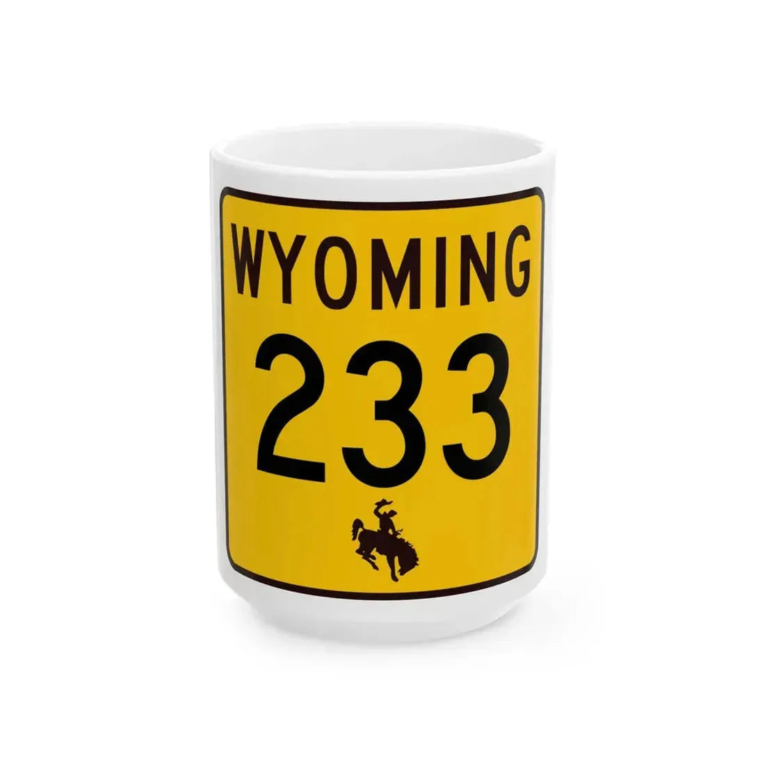 WY-233 (Wyoming) (Road Sign) White Coffee Mug 15oz - Go Mug Yourself