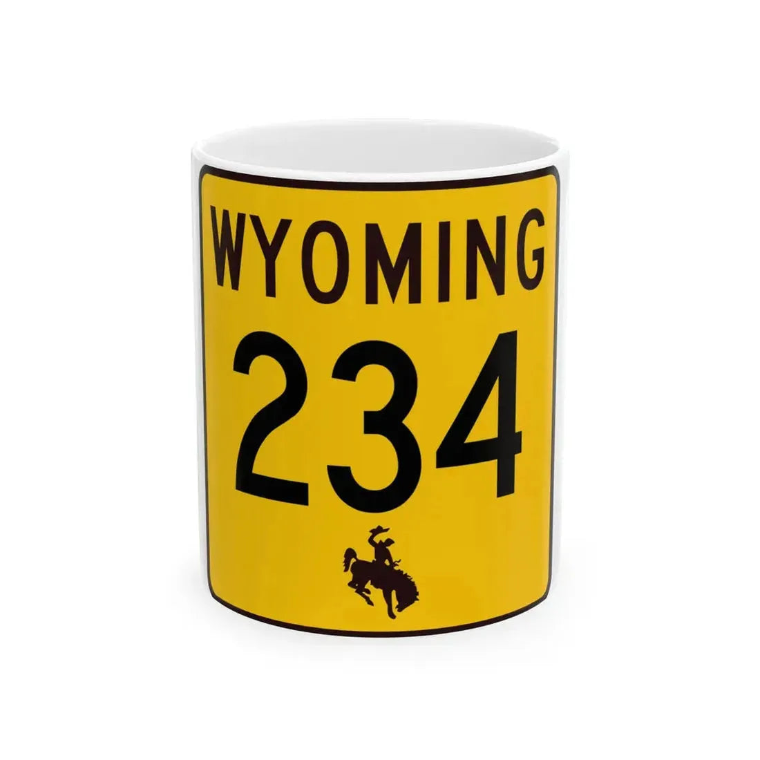 WY-234 (Wyoming) (Road Sign) White Coffee Mug 11oz - Go Mug Yourself