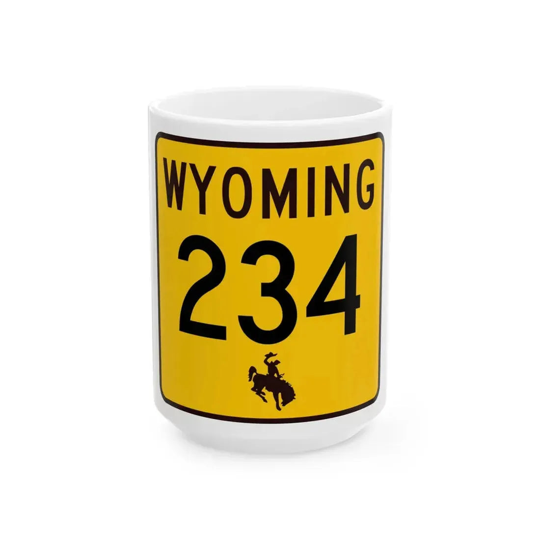 WY-234 (Wyoming) (Road Sign) White Coffee Mug 15oz - Go Mug Yourself