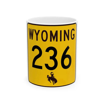 WY-236 (Wyoming) (Road Sign) White Coffee Mug 11oz - Go Mug Yourself