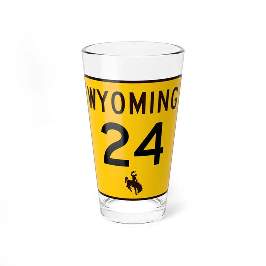 WY-24 (Wyoming) (Road Sign) Pint Glass 16oz 16oz - Go Mug Yourself