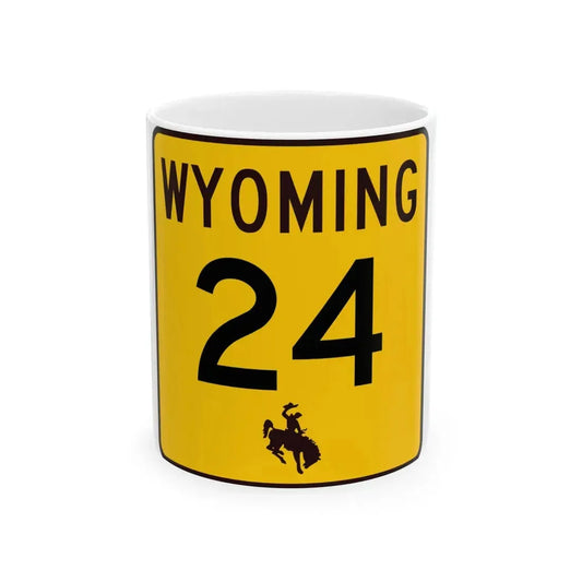 WY-24 (Wyoming) (Road Sign) White Coffee Mug 11oz - Go Mug Yourself