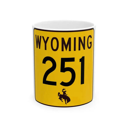 WY-251 (Wyoming) (Road Sign) White Coffee Mug 11oz - Go Mug Yourself