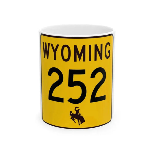 WY-252 (Wyoming) (Road Sign) White Coffee Mug 11oz - Go Mug Yourself