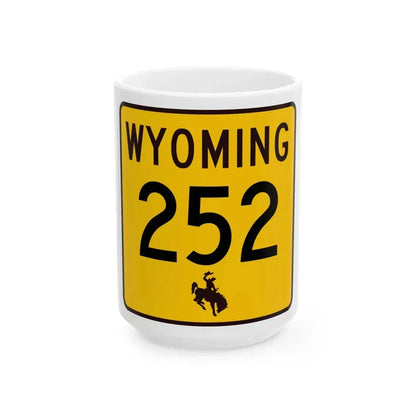 WY-252 (Wyoming) (Road Sign) White Coffee Mug 15oz - Go Mug Yourself