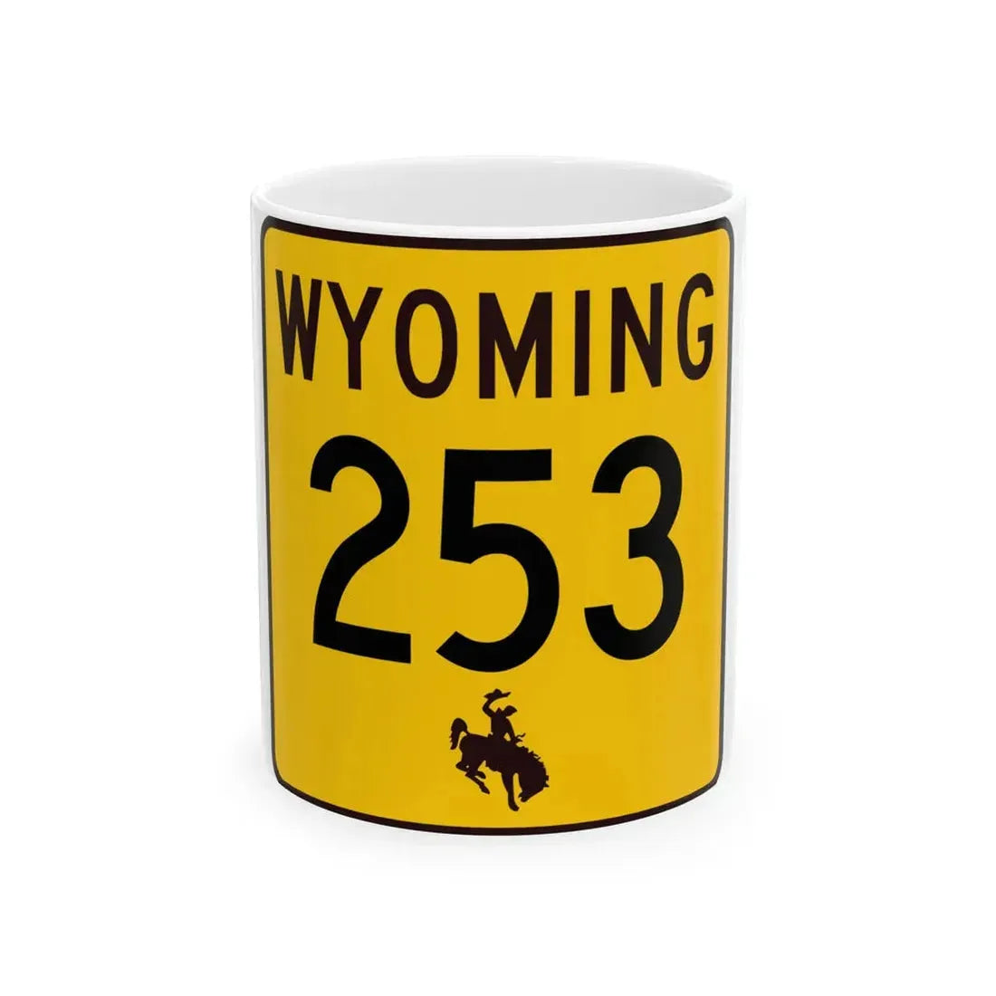 WY-253 (Wyoming) (Road Sign) White Coffee Mug 11oz - Go Mug Yourself