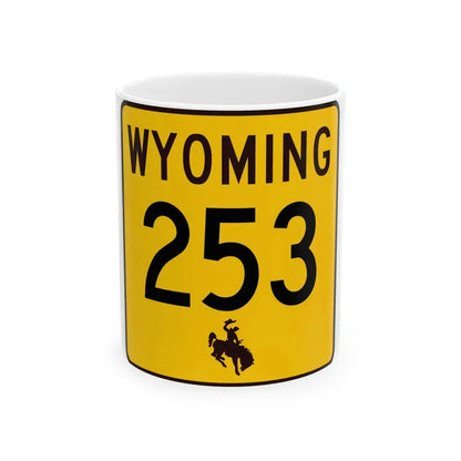 WY-253 (Wyoming) (Road Sign) White Coffee Mug 11oz - Go Mug Yourself