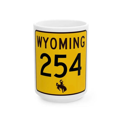 WY-254 (Wyoming) (Road Sign) White Coffee Mug 15oz - Go Mug Yourself