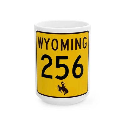 WY-256 (Wyoming) (Road Sign) White Coffee Mug 15oz - Go Mug Yourself